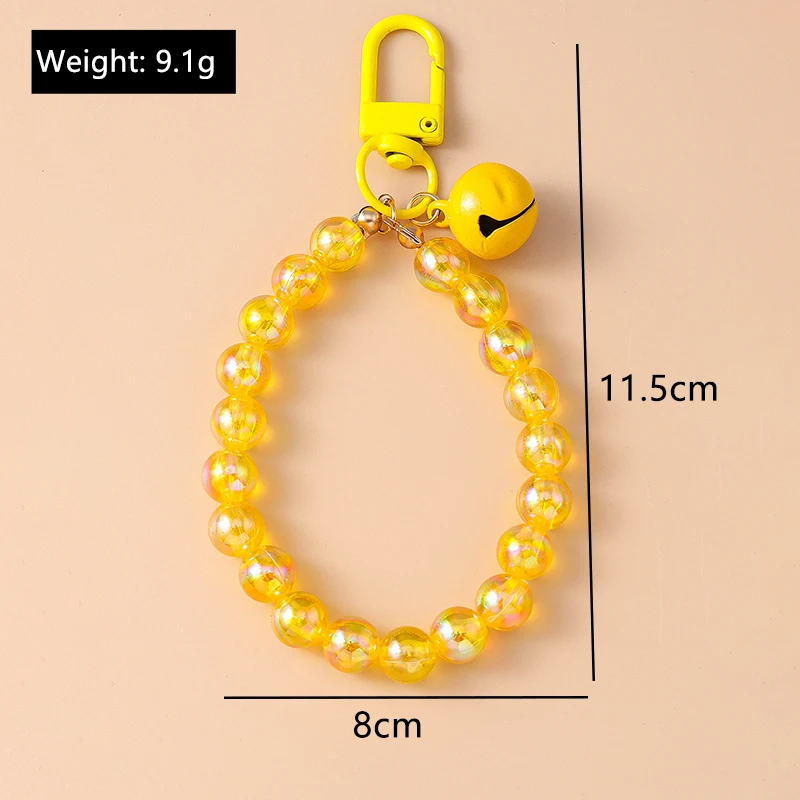 Aihua Bunter Schicker Glas-Popcorn-Ring Glocken-Stern-Perlen-Schlüsselanhänger für Frauen und Mädchen, Handykette, Taschenanhänger, Schlüsselring, Schmuck, Geschenke – Detail 10