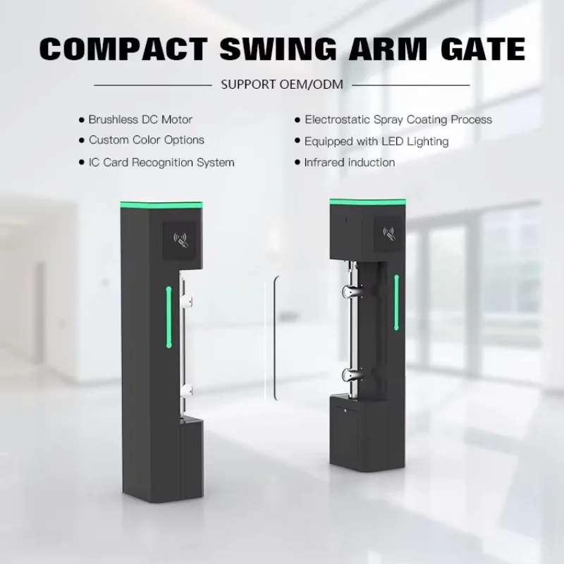 HCW Automatic Swing Barrier Turnstile with High Security Access Control for Pedestrian Entrance