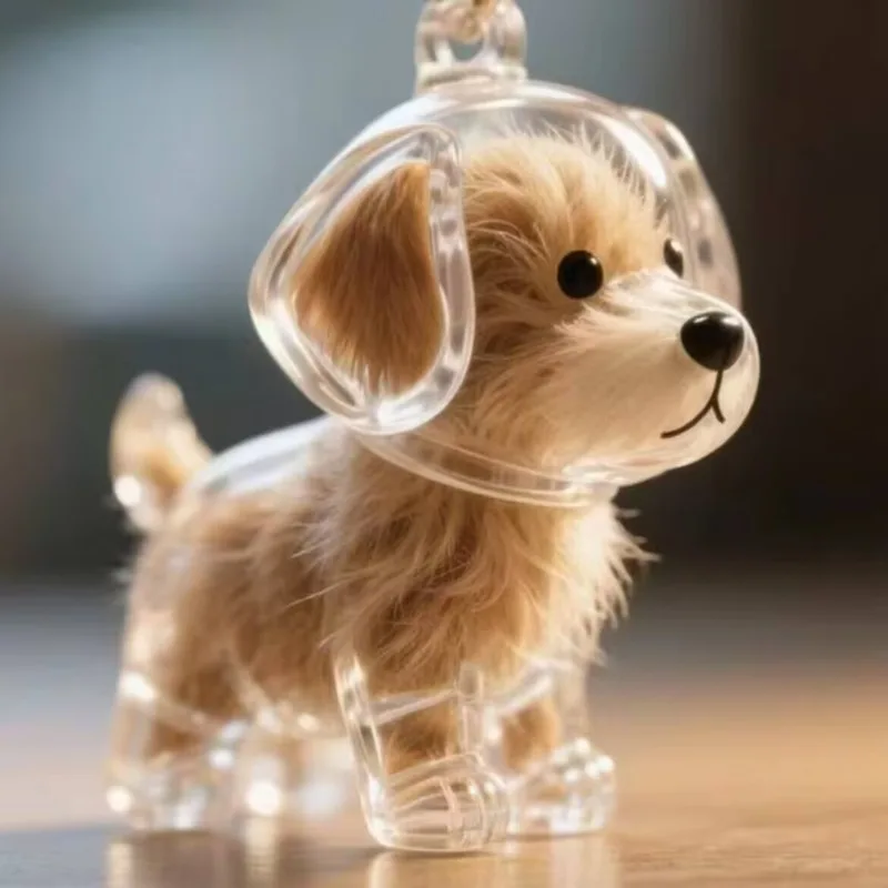 Transparent Capsule Pendant Cute Puppy Hair Organizer Box Animal Fur Ball Decor Souvenir Dustproof Collectible Toy 1PCS