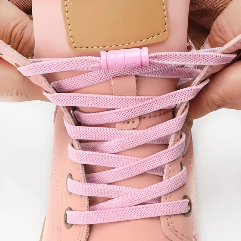 No Tie Shoe Laces Elastic Laces Sneakers Capsule Lock Shoelaces Without Ties Kids Adult Flat Rubber Shoelace for Shoes 1 Pair