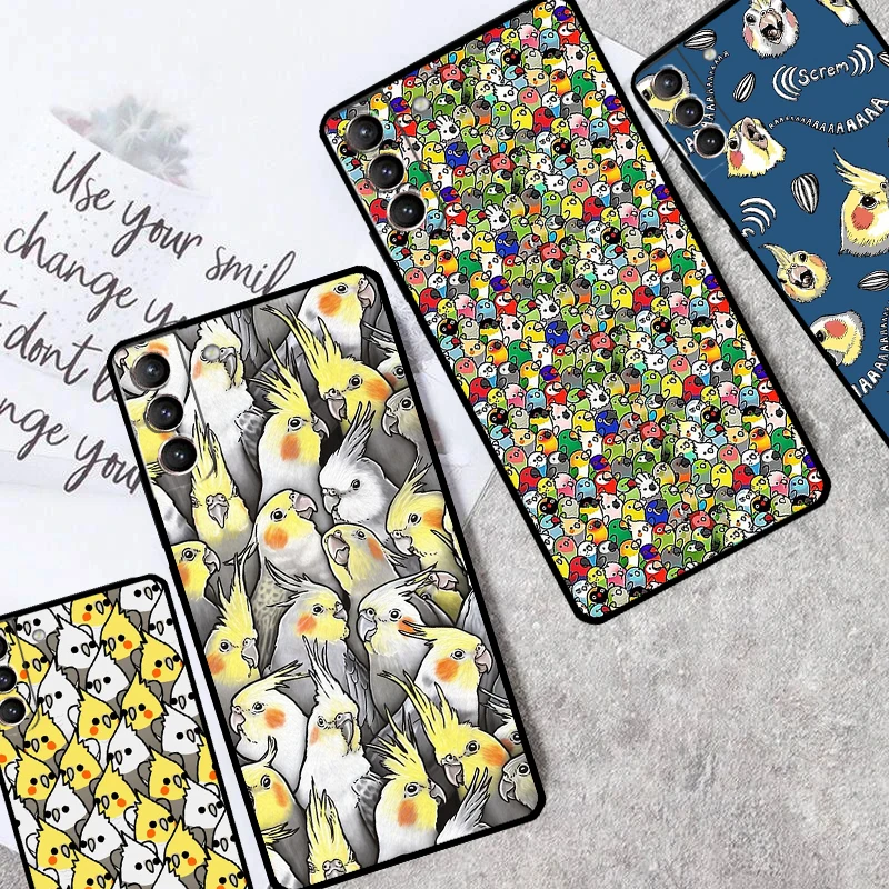 Cartoon Cockatiel Collage Case For Samsung Galaxy S21 S20 FE S22 S23 S24 Ultra Note 10 Plus Note 20 S8 S9 S10 Cover