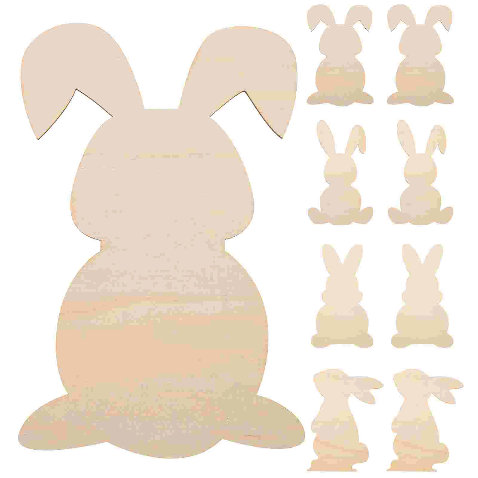 

8 Pcs Rabbit Toys Shaped Wood Chips Animal Wooden Bunny The Sign Easter Decorations Hay Animals