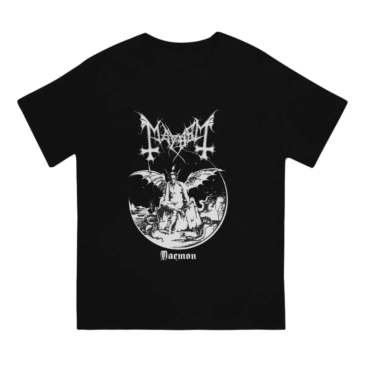 Mayhem Daemon Album Men's T Shirt Norwegian Band Mayhems Leisure Tees Short Sleeve O Neck T-Shirt 100% Cotton 6XL Tops