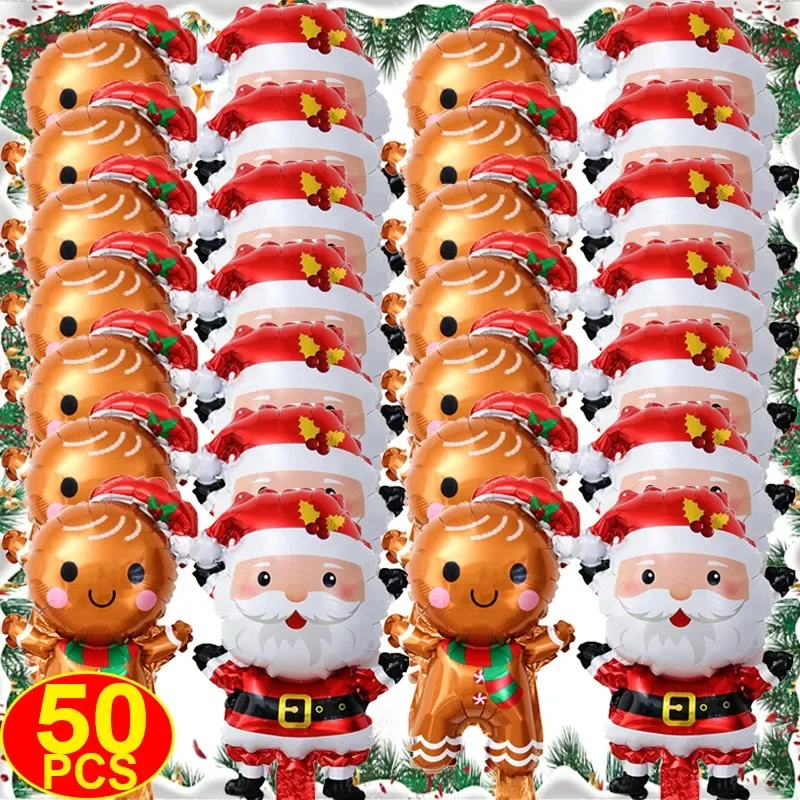 50/1PCS Christmas Aluminum Foil Balloons Gingerbread Man Santa Xmas Tree Balloon Kids Toys Gifts Home New Year Party Decoration