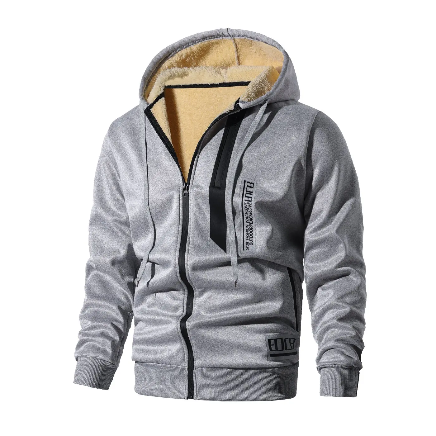 Winter Lambswool Coats Thicken Warm Jackets Long Sleeve Zipper Hoodies Casual Sports Fleece Black Coat Hooded Men Women Jacket