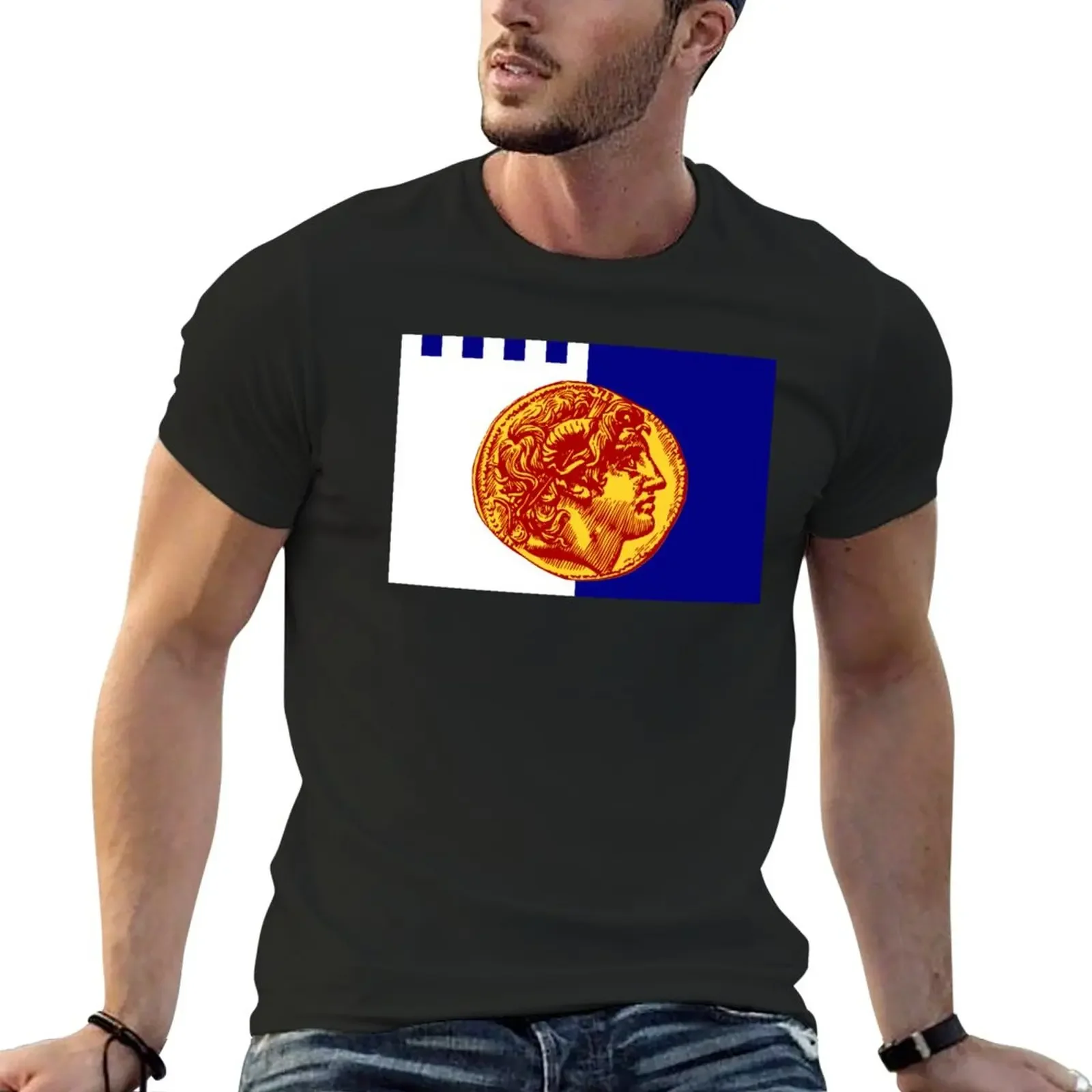 New Flag of Thessaloniki, Greece T-Shirt Short sleeve black t shirts boys animal print shirt mens funny t shirts