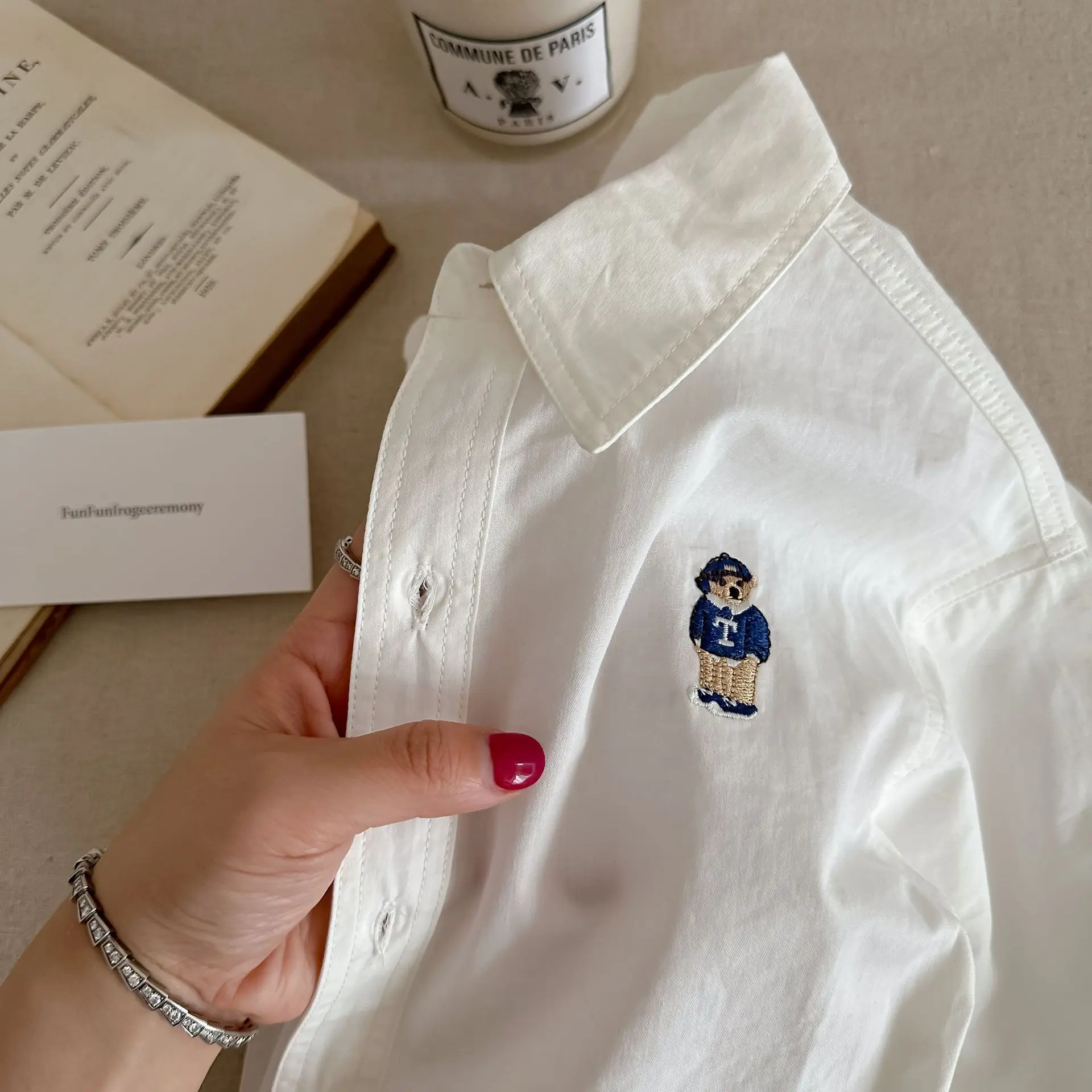 Children\'s Shirt 2025 Spring Cartoon Boys\' Girls\' Long Sleeve Blouses Shirts Korean Children\'s Clothing Pink Blue White Blouse