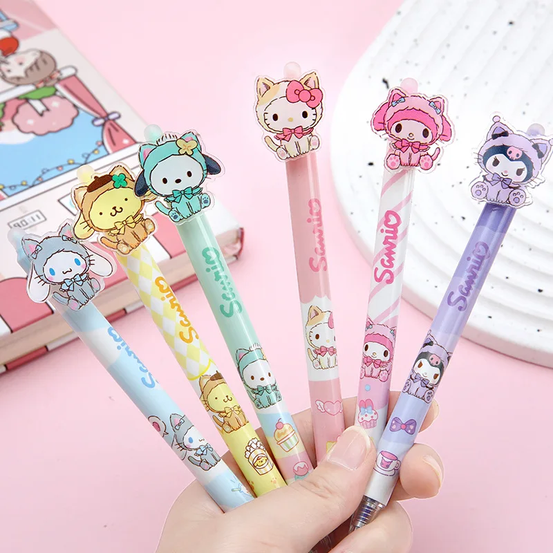 Imagem -03 - Sanrio Acrílico Patch Erasable Gel Pen Melodia Hellokitty Kuromi Papelaria Estudante Tinta Neutra Atacado 36 Pcs