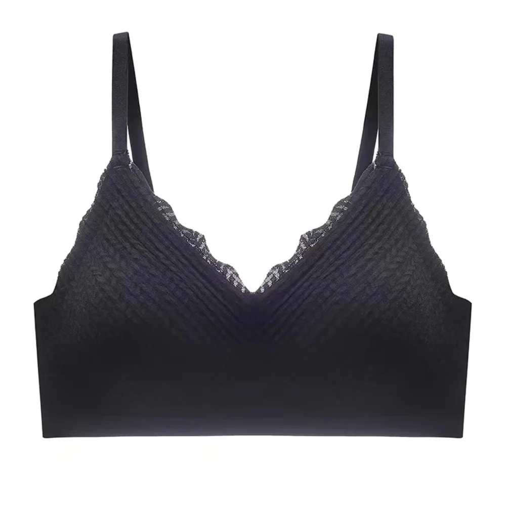 새로운 탑 레이스 심리스 여성 속옷 작은 가슴 모아주는 논슬립 노와이어 섹시 슬링 아름다운 등 브라 얇은 섹션