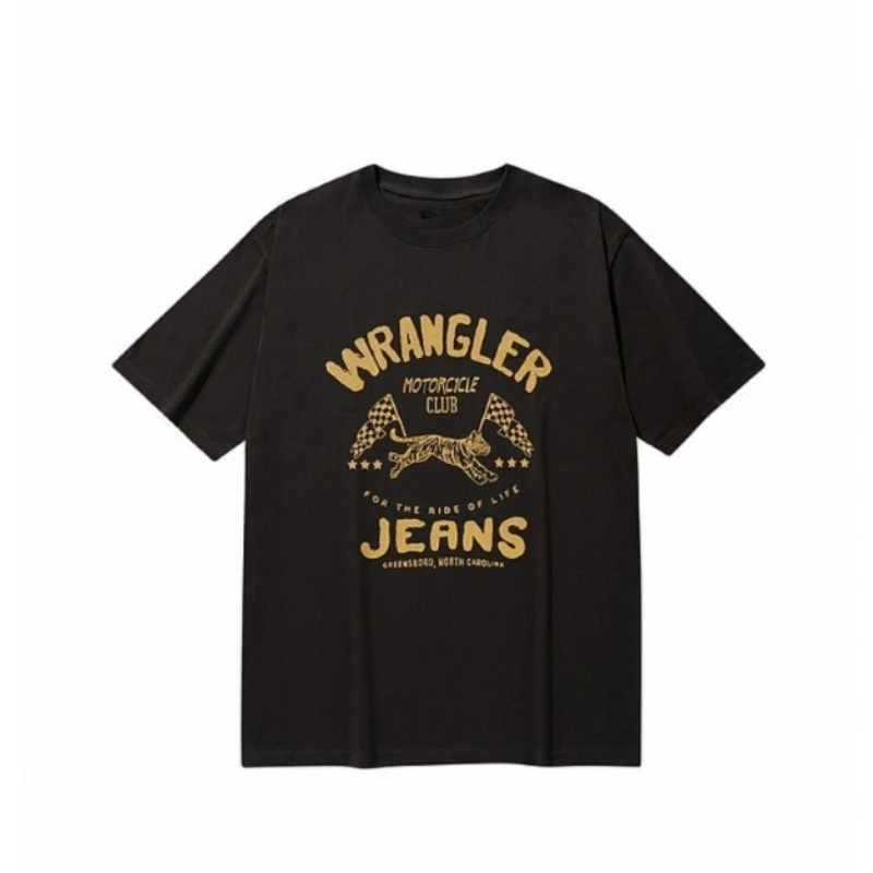 2025 marca de lujo Wrangler letra impresa camiseta gráfica hombres y mujeres camiseta de manga corta ropa de hombre ropa de calle