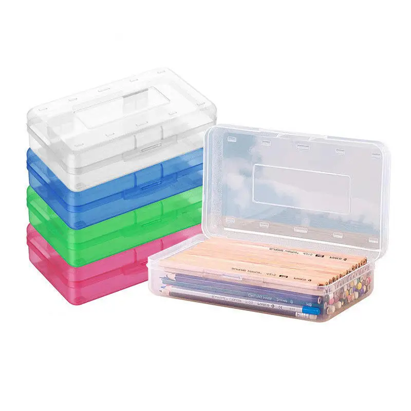 Hot Sale 1Pcs Plastic Translucent Pencil Case Large Capacity Boxes Portable Student Office Supplies Storage Organizer Box
