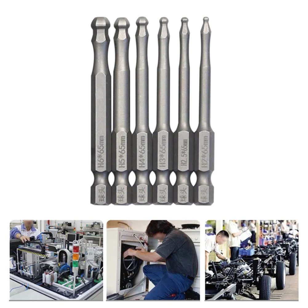 Imagem -05 - Long Ball End Hex Screwdriver Bit Metric Hex Bit Cabeça de Lote Magnética Driver Bit Ferramentas Manuais 65 mm 1pc