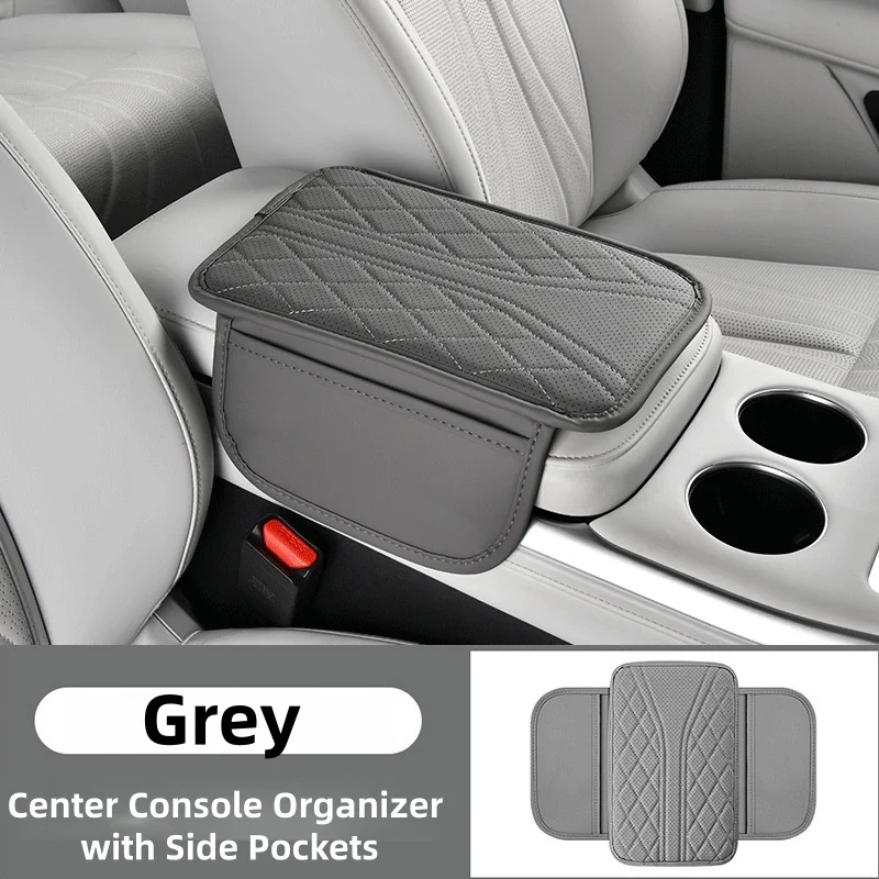 1 piece automotive elbow pad, PU leather embroidered armrest box mat, 12.4*7.48 inches, comfortable and durable for storing phon