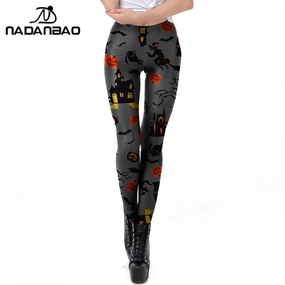 Nadanbao Halloween Holiday Party lustige Hosen Frauen sexy Digitaldruck elastische Leggings weibliche Strumpfhosen mittlere Taille Hose