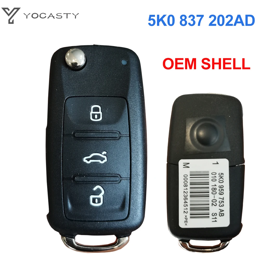 YOCASTY Original Remote Flip Key Shell Case For VW Touran Jetta Tiguan Transporter Caddy PASSAT GOLF POLO 5K0837202AD