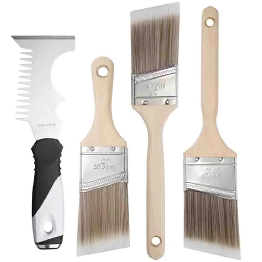 

4-in-1 Paintbrush Set With Steel Comb For Smooth Finishes In Home Interior And Outdoor Projects Accessories