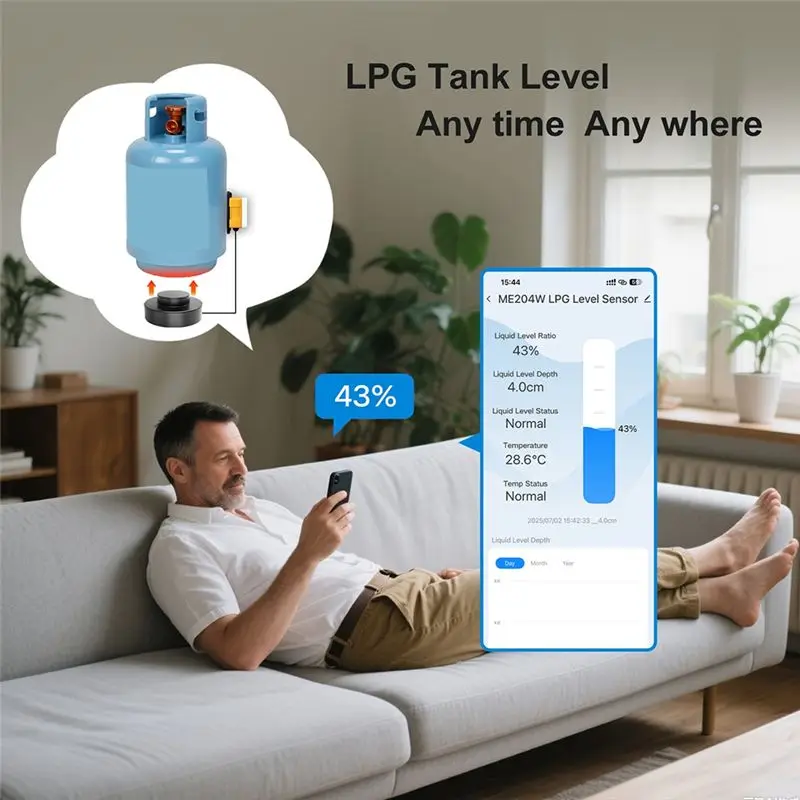 【ELEVATE LIFE】LGP Tank Measurement Tuya 300M ME204R RF433 Gas Detector LED Display Portable Smart Home Device Gas Tank Meter 1M/