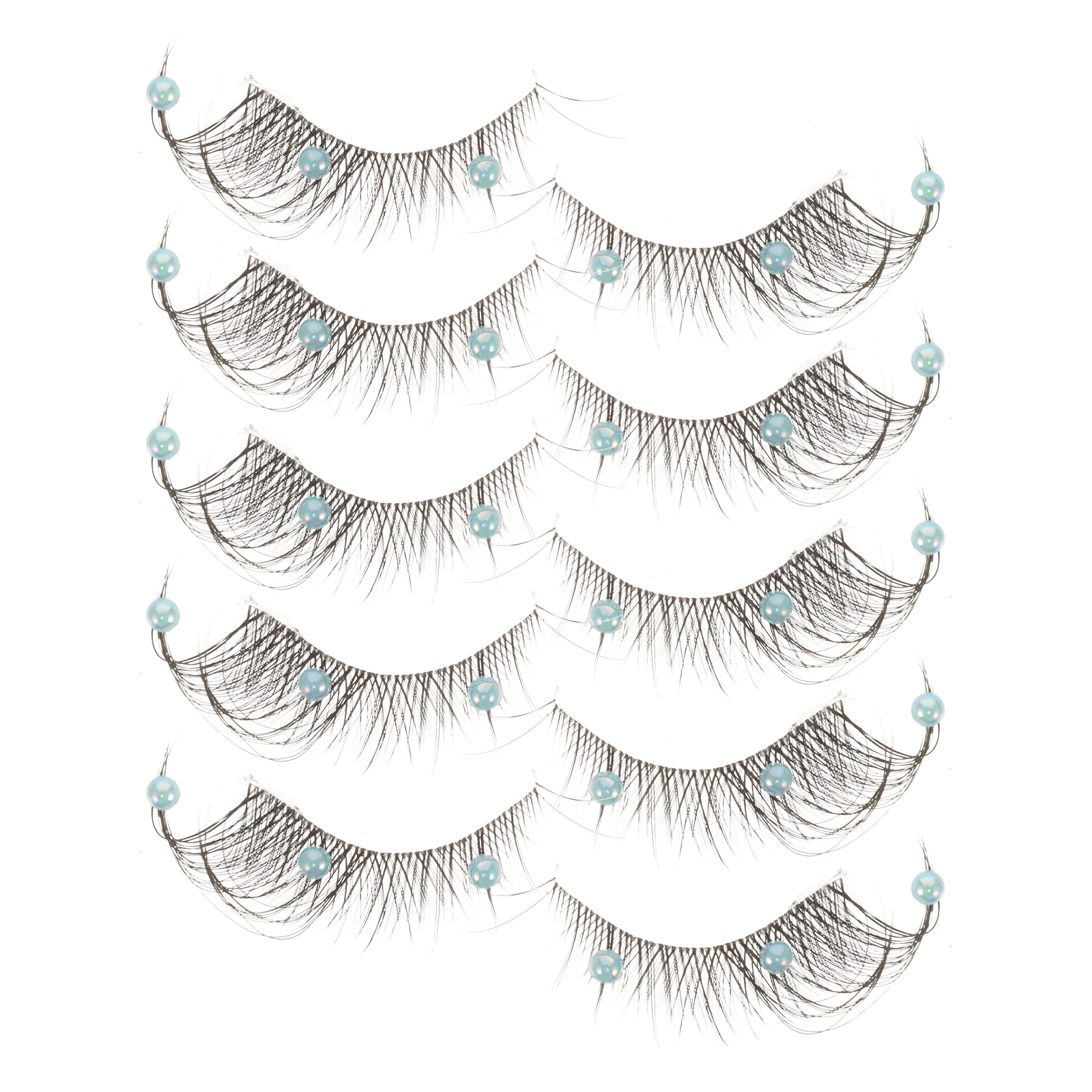 5Pairs False Eyelashes Plastic Rhinestone Decor Cosplay Makeup Stage Party Glitter Lashes Women Lashes Cluster Eyelash