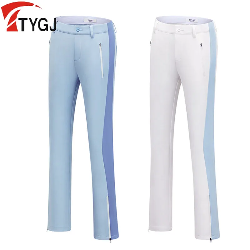 TTYGJ Golf Wear for Women Flared Pants Slim Sports Spring Autumn High-waist Trousers Ladies Zipper Pocket Split Golf Pants