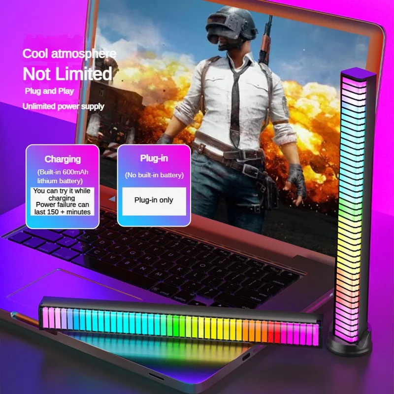 Setrip LED RGB cerdas, setrip lampu kolor LED irama musik, kontrol aplikasi cocok untuk dekorasi komputer Desktop Game mobil