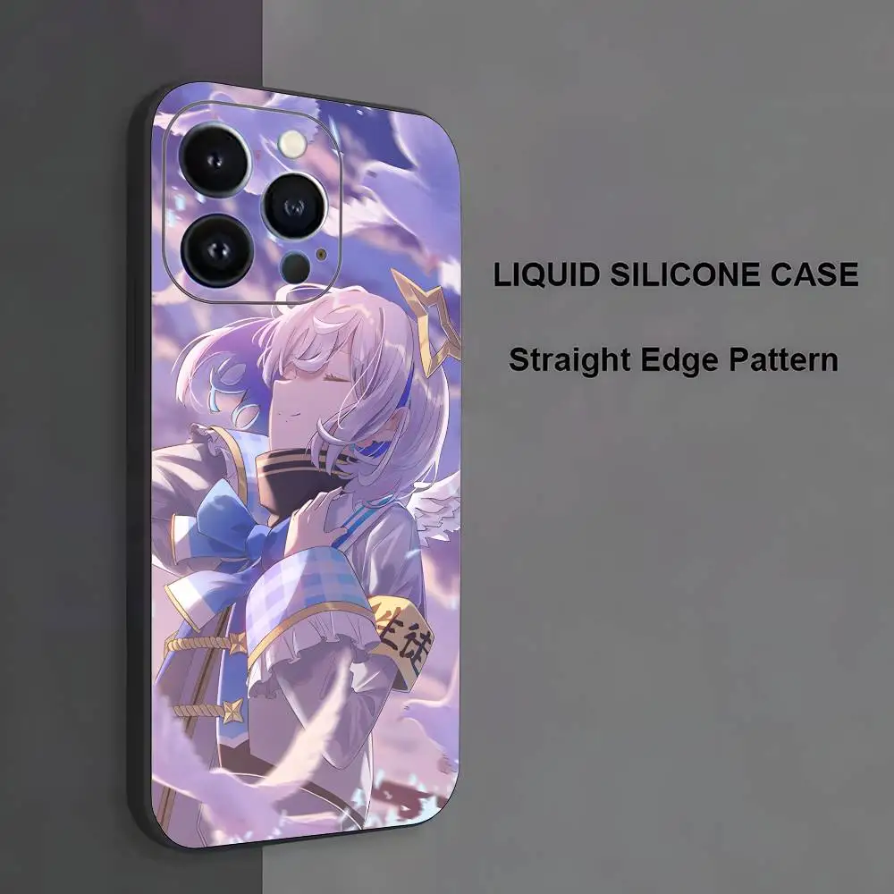 アマネ・カナタのiPhoneケース（17、16、15、14、13、12、11、Pro Max、XS、X、XR、SE、Mini、8、7対応）、黒のシリコン製ソフトケース