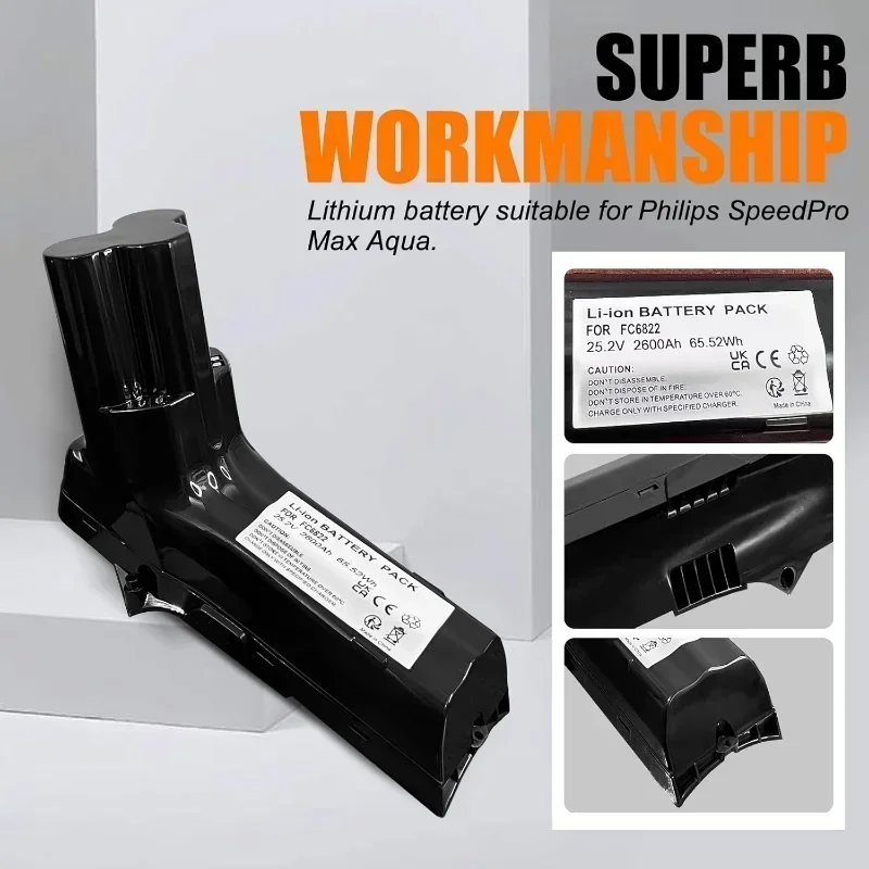 Bateria 25.2v 6.8ah para aspirador de pó philips speedpro max aqua speedpro max stick xc8147 fc6822 fc6823 fc6904 fc6908 fc6822/01