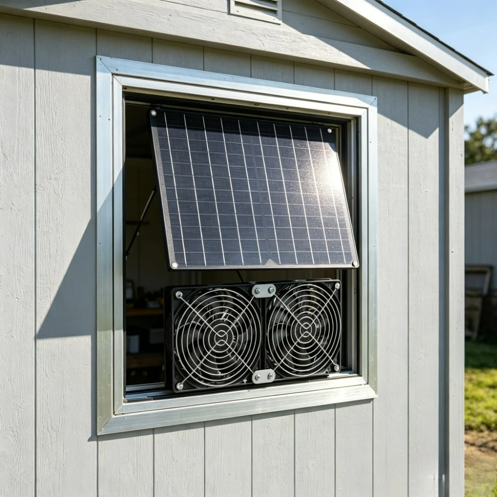 太陽光発電デュアルファン-15w-20w-ソーラーパネル-低騒音冷却換気排気装置-犬小屋用-鶏小屋用-温室用-耐久性あり