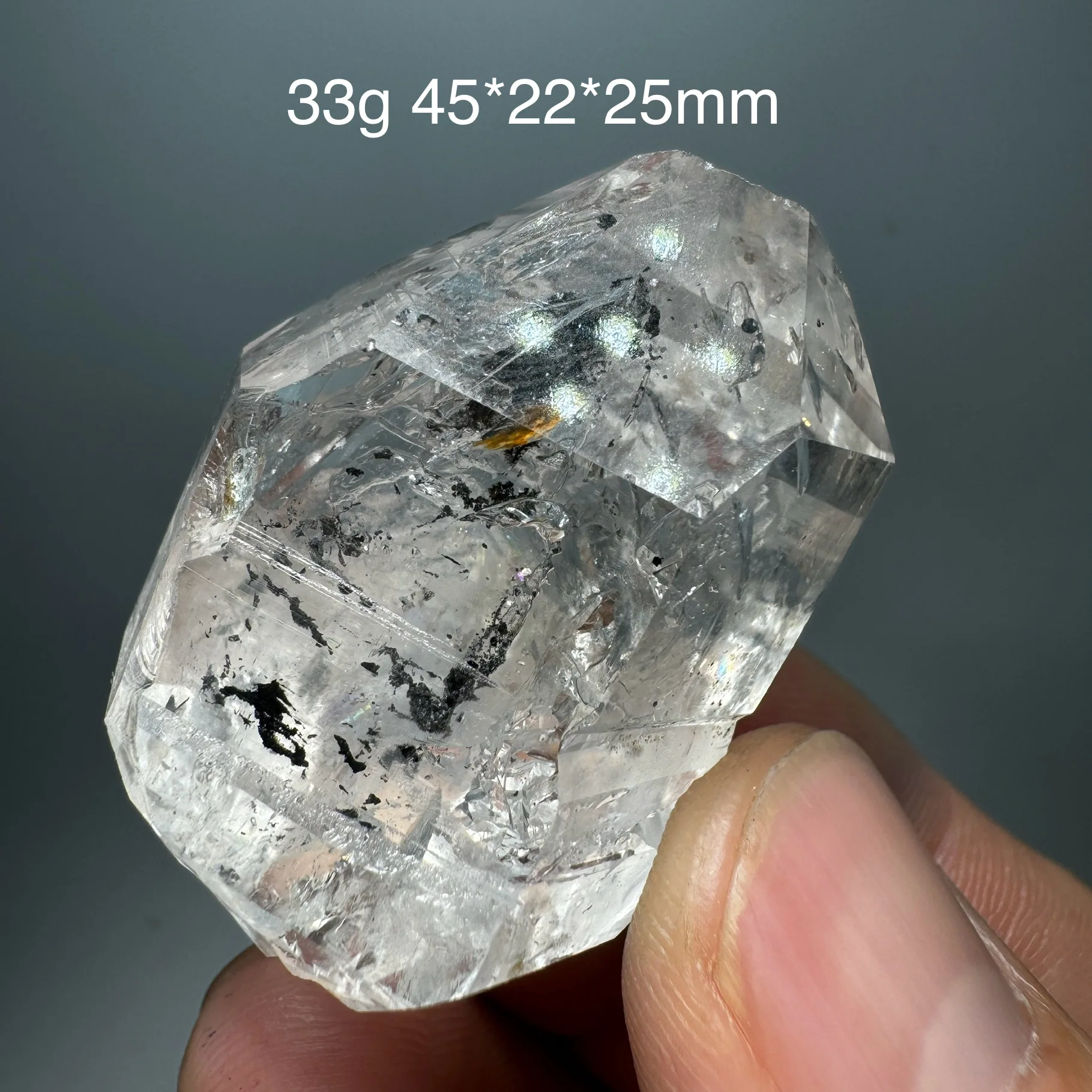 33g Natural ChongQing Herkimer Diamond Clear Quartz Mineral Water Flowing Graphite Bubble Healing Stone video for details