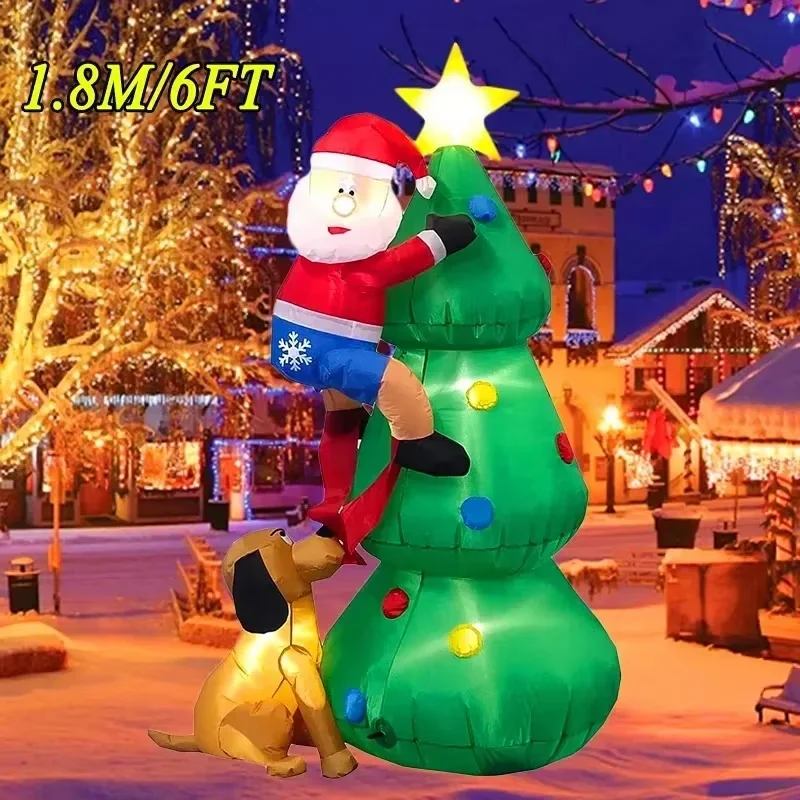Christmas Inflatables Gingerbread Man with Gift Pack Outdoor Decorations Xmas Yard Decorations with LED Lights for Lawn view 5