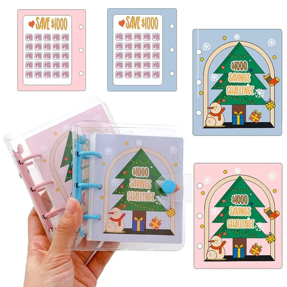 

Creative Christmas Money Saving Binder $1000 Cash Envelopes Mini Christmas Budget Binder PVC Waterproof Savings Challenges Book