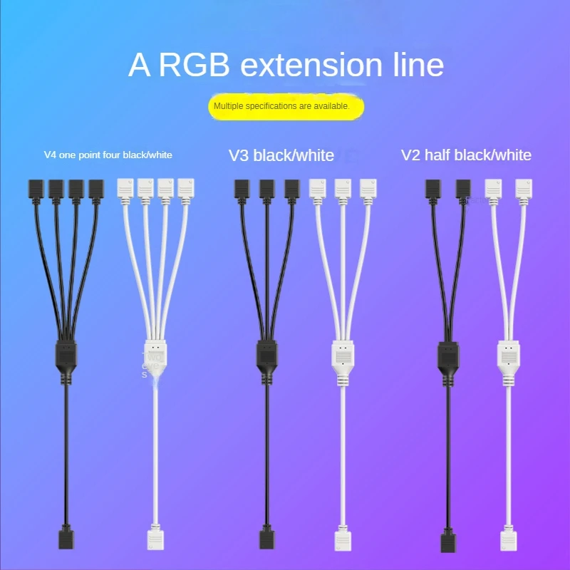 ●5V 3-Pin Extension Cable for Computer Motherboard Hub Cable Connection Extension ARGB Splitter, Black-ABFB