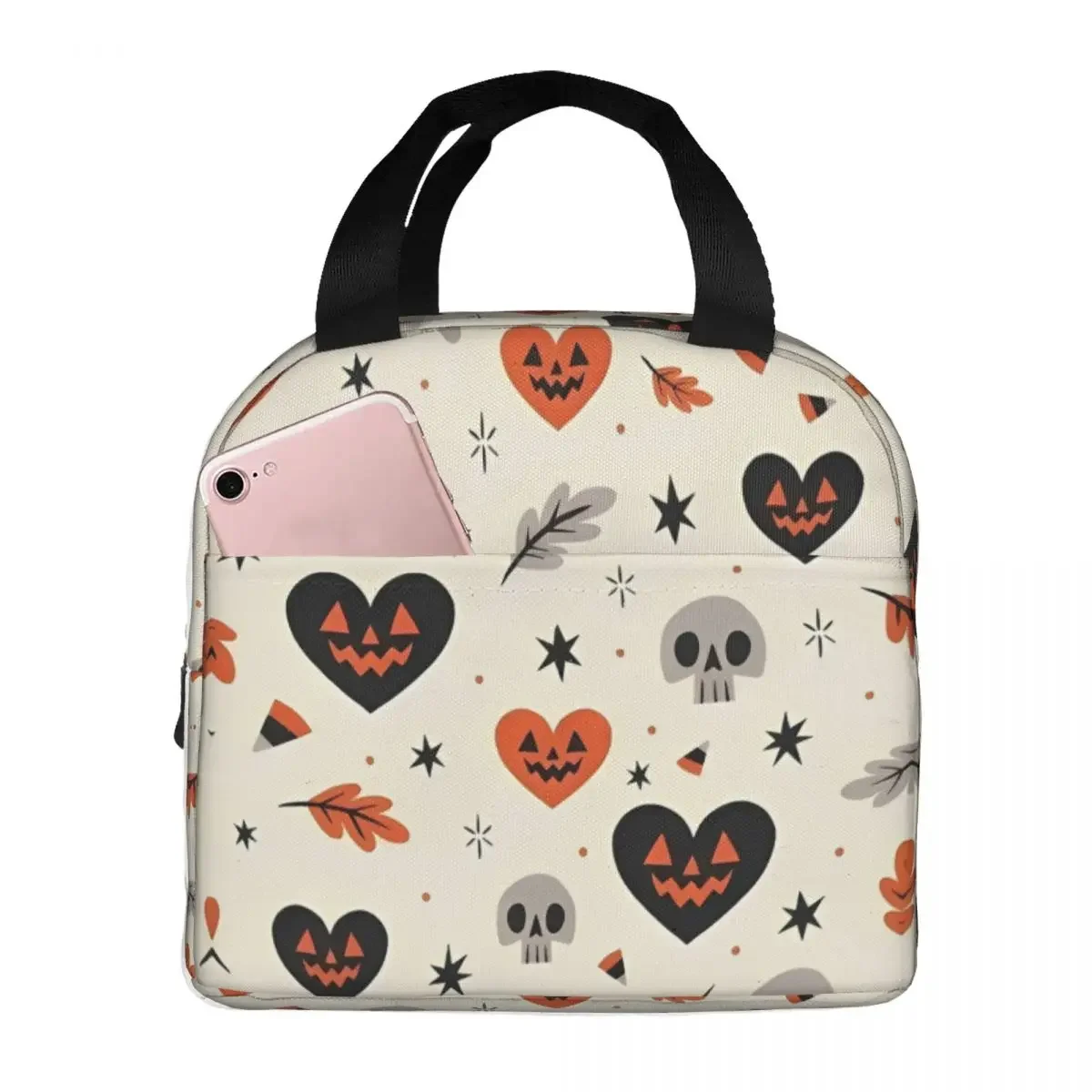 Halloween Pumpkins Ghosts Insulated Lunch Bag Leakproof Trick or Treat Kawaii Meal Container Cooler Bag Lunch Box Tote Picnic