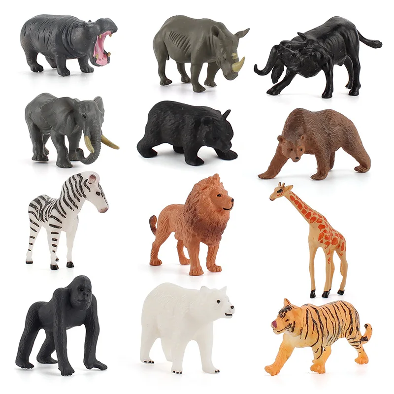 Simulation wild animals 12PCS Cognitive Education PVC Model Handicraft Teaching Tool Gardening Decoration Gift a0099