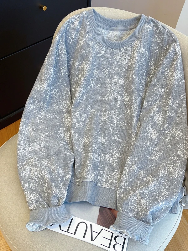 

Модная женская толстовка с круглым вырезом и капюшоном, весна 2026, свободный крой, с принтом, из хлопка, с длинными рукавами, топ-худи