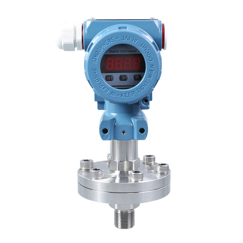 4-20mA Stainless Steel Diaphragm Flange Pressure Transmitter Pressure Sensor Range 0-10 Bar Digital Display 1/2