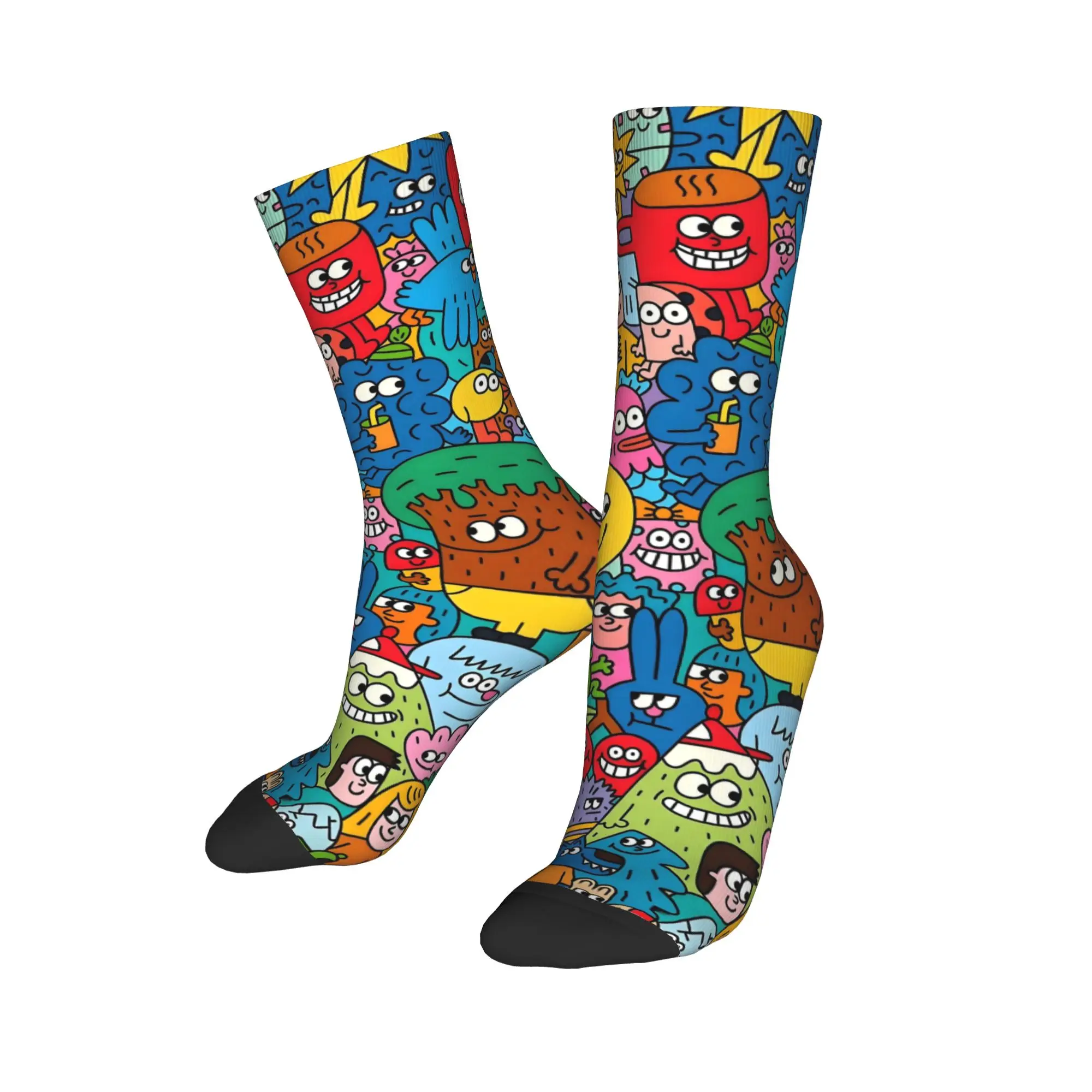 

Custom Doodle Cute Men Women Crew Socks Unisex Kawaii Cartoon Spring Summer Autumn Winter Dress Socks