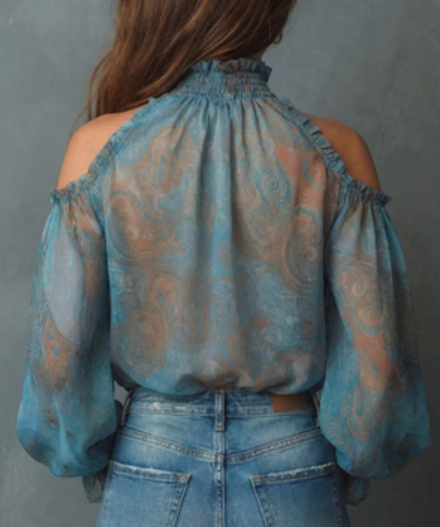 Boho Paisley Print Chiffon Top - đánh giá và giá Women'S Fashion From The 70S