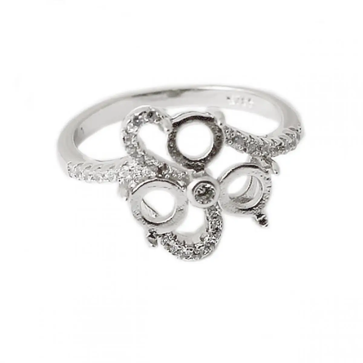 

Beadsnice ID28460 Wedding Engagement Semi Mount Ring of Elegant 925 Silver Rings for Women with Three Ring Settings
