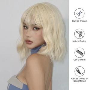 Kurze blonde bob synthetische Perücken mit goldener Platiumfranzlolita Cosplay -Perücken für Frauen tägliche Party Hitzebeständige Cosplay 12 Hauptverkäufe Blonde Höschen - №8