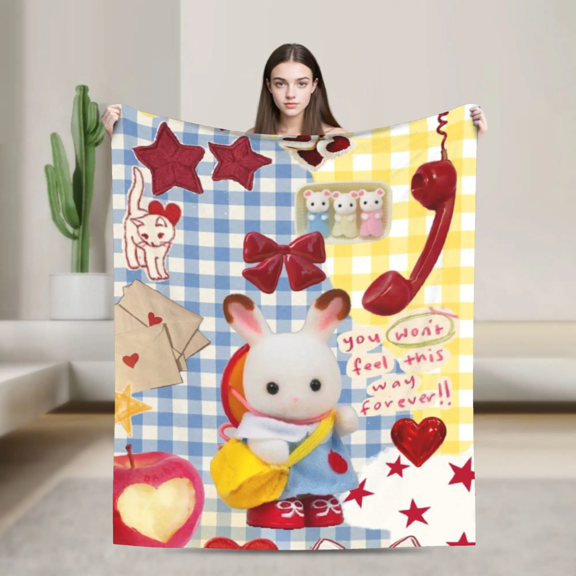 

Sylvanian Families Throw Blanket for Couch Fuzzy Soft Plush Blanket 50x60 Inches Multiple Sizes Bedspread for All Seasons
