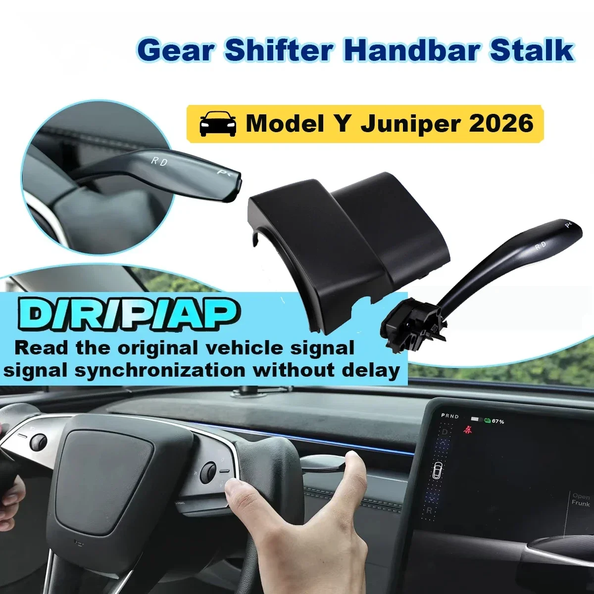 For Tesla Model Y Juniper 2026 Gear Shifter Handlebar Stalk Turn Switch Smooth Parking Drivering Control