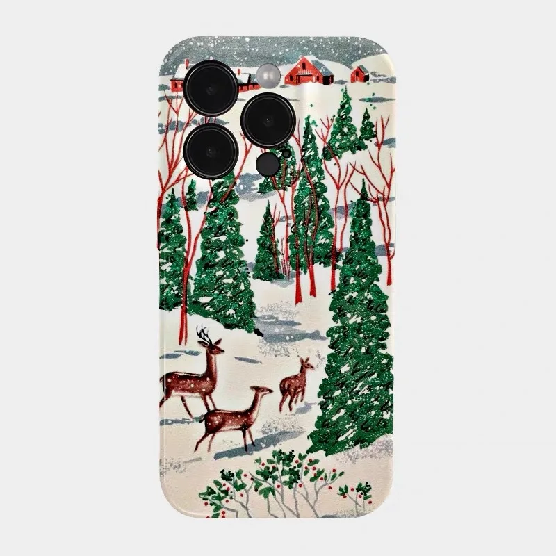 

Green Christmas Tree Deer Phone Case for IPHONE 17 Air 16E 15 PROMAX 14 Plus 13 12 MINI 11 PRO 16Plus XR XS Acrylic Phone Cover