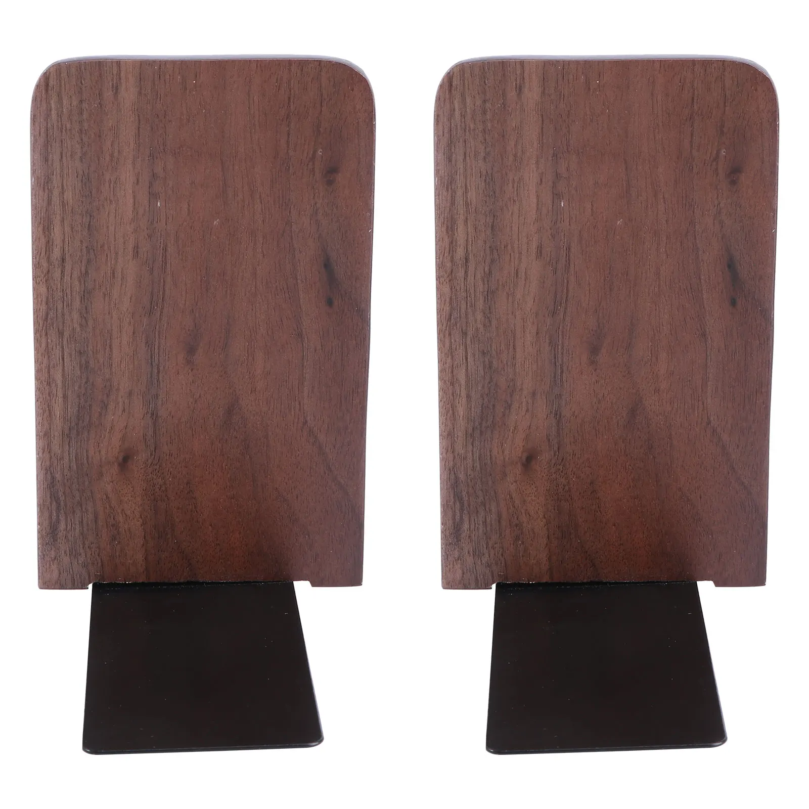 

2pcs Bookends Thickening Solid Black Walnut Creative Wooden Design Anti-Slip For Shelves Home Office Organization Storage Decor