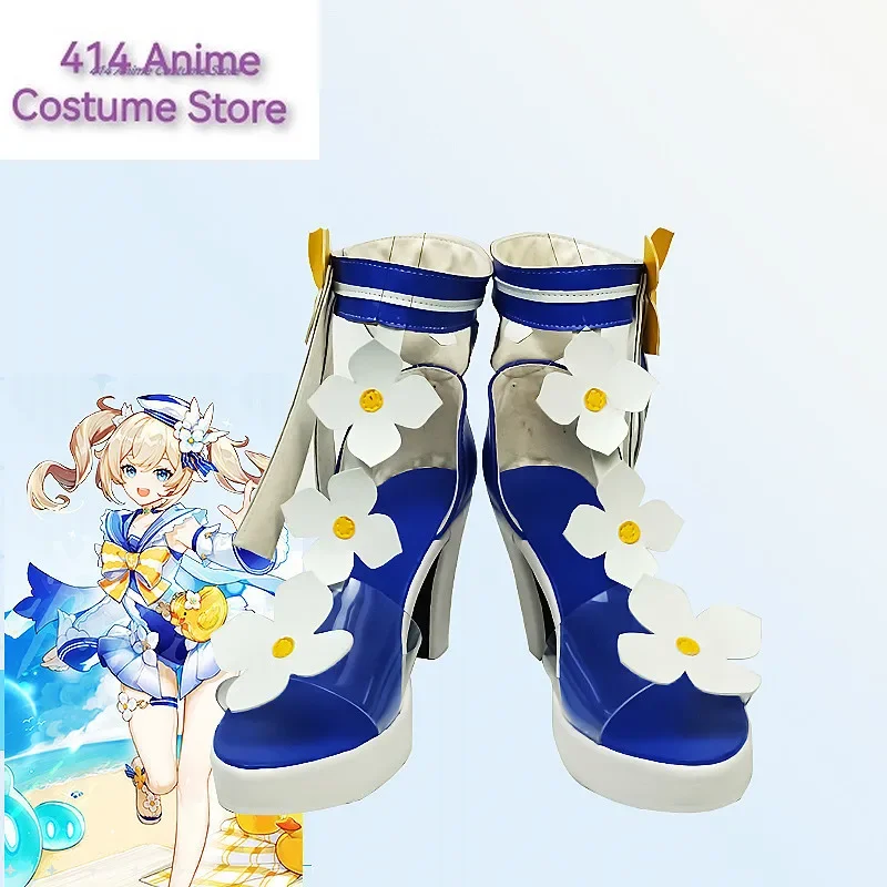 Nieuwe Game Anime Genshin Impact Zomerschoenen Synthetisch Leer Barbara Cosplay Sandalen Maat Lederen Rollenspel Schoenen