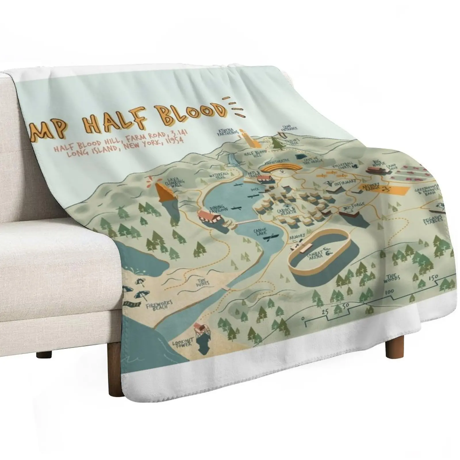 Map of Camp Half Blood Throw Blanket Flannel Fleece Soft Warm Throw Blanket