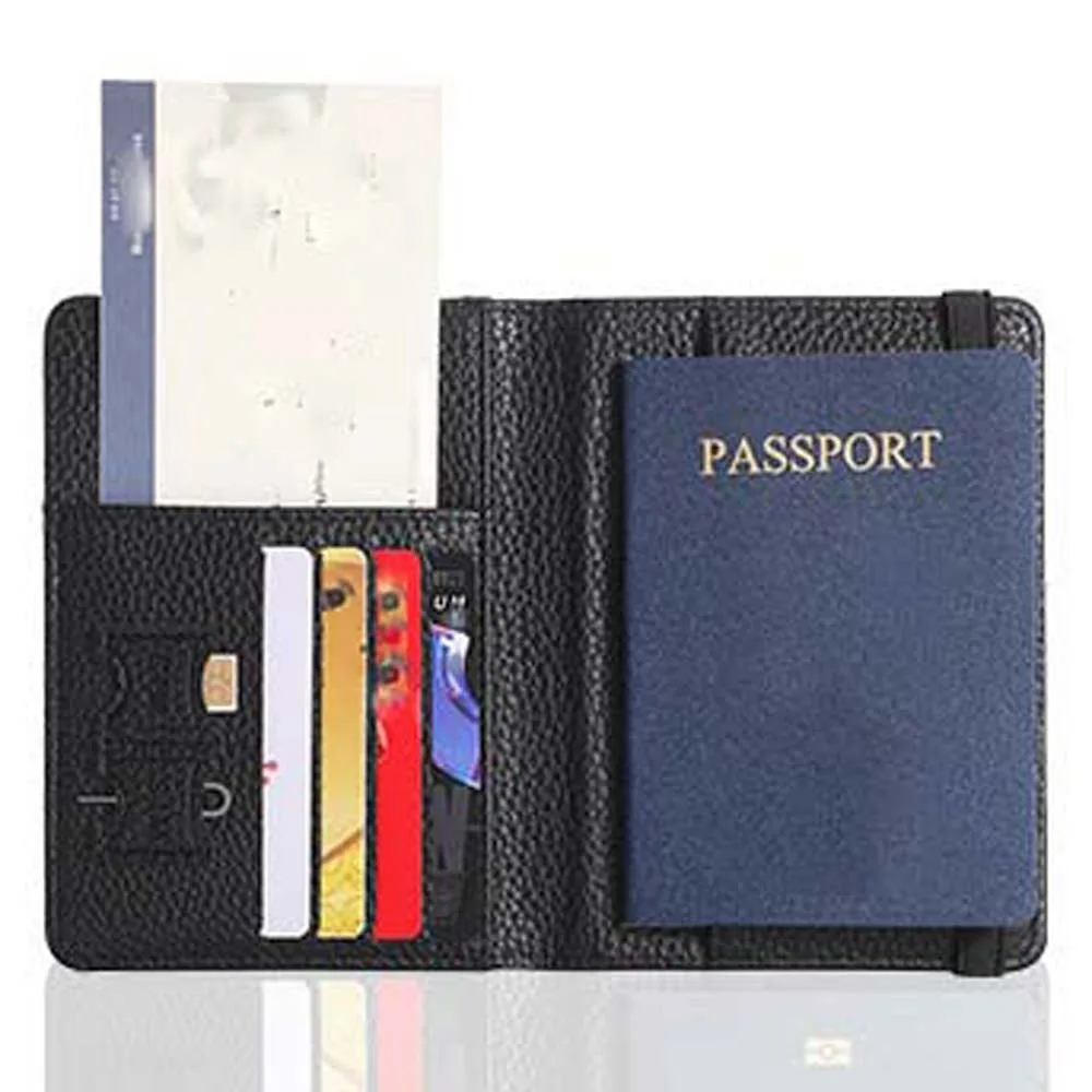 ความจุขนาดใหญ่ผู้ถือหนังสือเดินทาง RFID สายรัดยางยืดกระเป๋าถือข้อมูลประจําตัวถุงเก็บป้องกันการสูญหายหมายเหตุช่อง