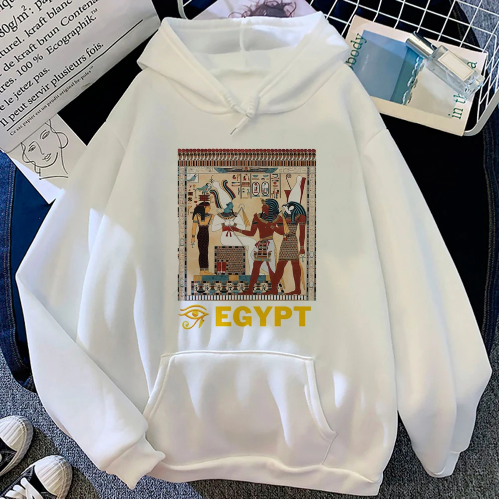 Sudadera con capucha de anime de los 90 para mujer, ropa harajuku de lana, chándal divertido de Egipto