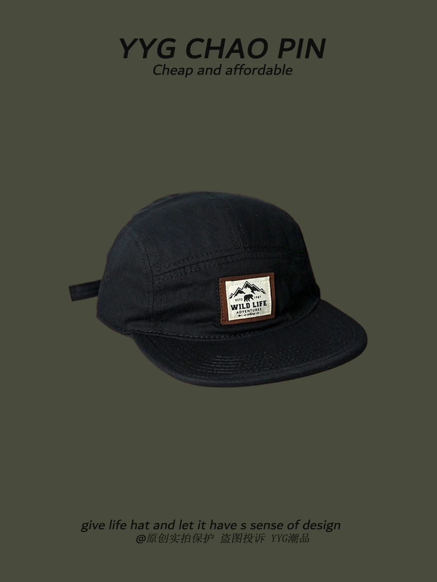 Niche Peaked Cap Female Spring and Summer Retro Washed Workwear Mountain Flat Brim Baseball Hat Male Fashion