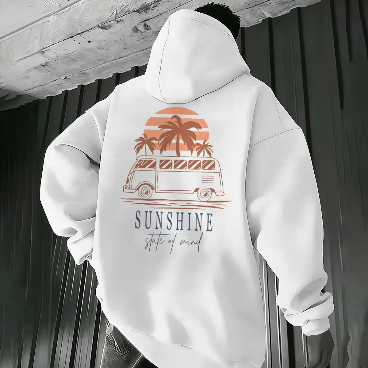 

Palm Tree Camping Car Print Hoodies Unisex Sunshine State of Mind Vintage Beach Graphic Sweatshirts Retro Vacation Hoodie