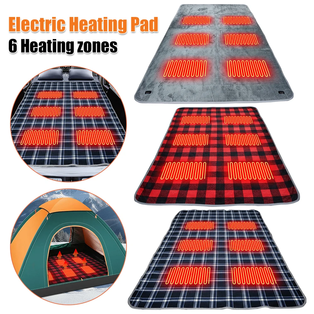 

5V USB Type-C Sleeping Electric Heating Pad 6-Zone Heating Heated Cushion Cold Resistant 3-Level Temperature for Outdoor Camping